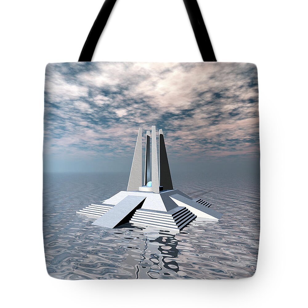 Atlantis Tote Bag featuring the digital art Structural Tower of Atlantis by Phil Perkins