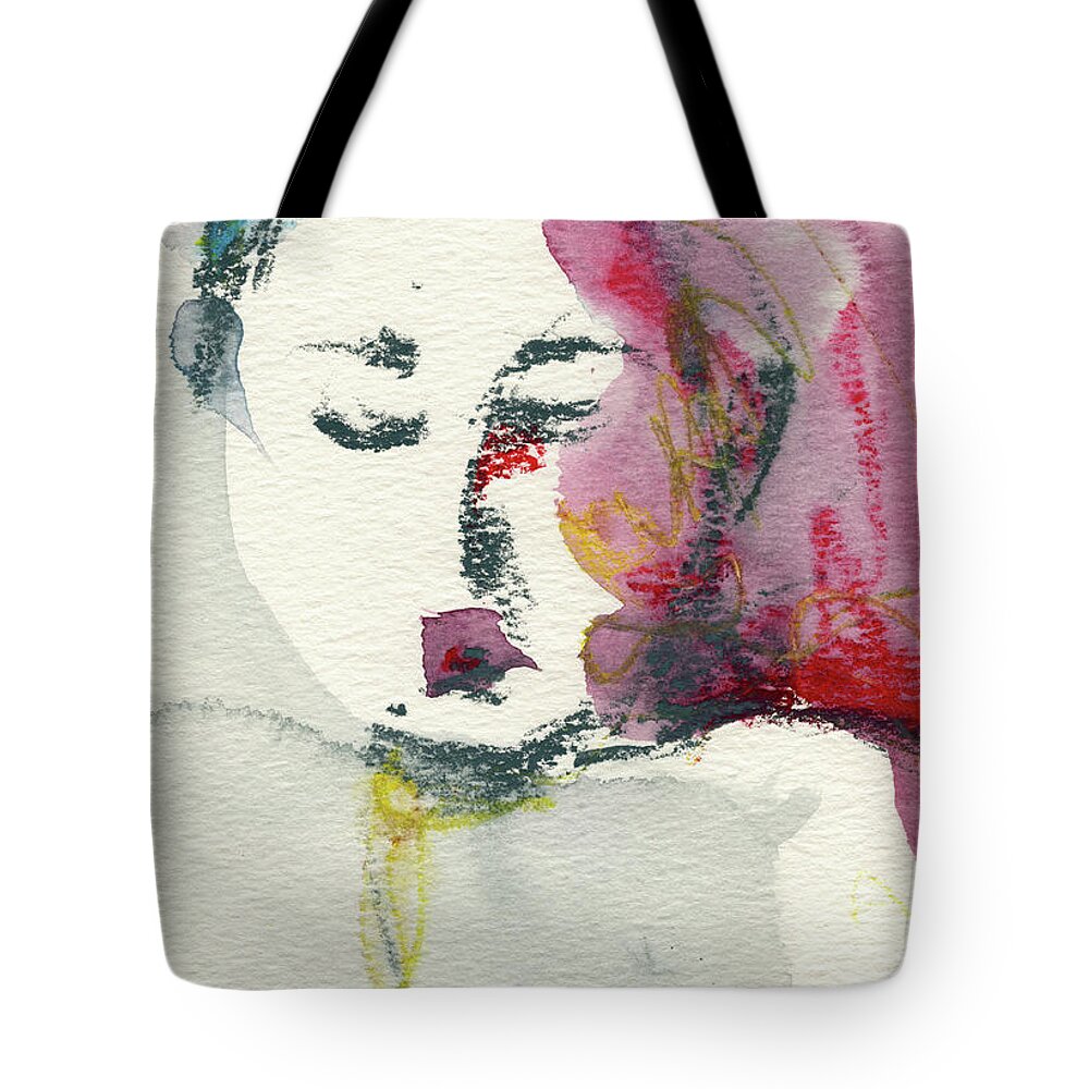 Abstract Nude Watercolour Tote Bag featuring the painting Studio Nude I Detail by Roxanne Dyer