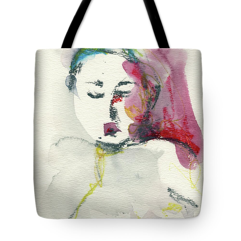 Watercolour Nude Tote Bag featuring the painting Studio Nude I by Roxanne Dyer