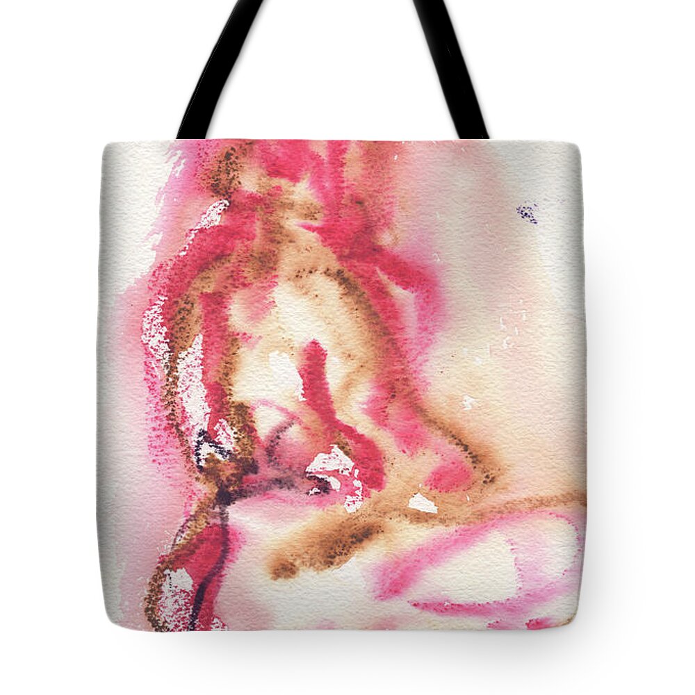 Abstract Nude Watercolour Tote Bag featuring the painting Studio Nude VI by Roxanne Dyer