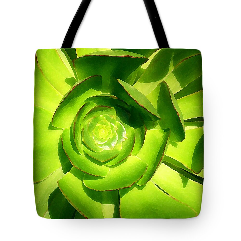 Succulent Tote Bag featuring the photograph Succulent Square Close Up 5 by Amy Vangsgard