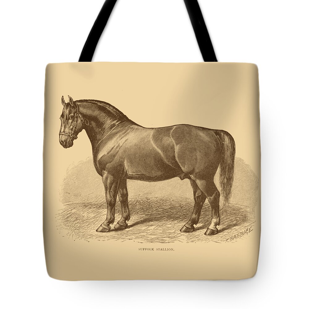 Horse Tote Bag featuring the digital art Suffolk Horse Stallion by Madame Memento