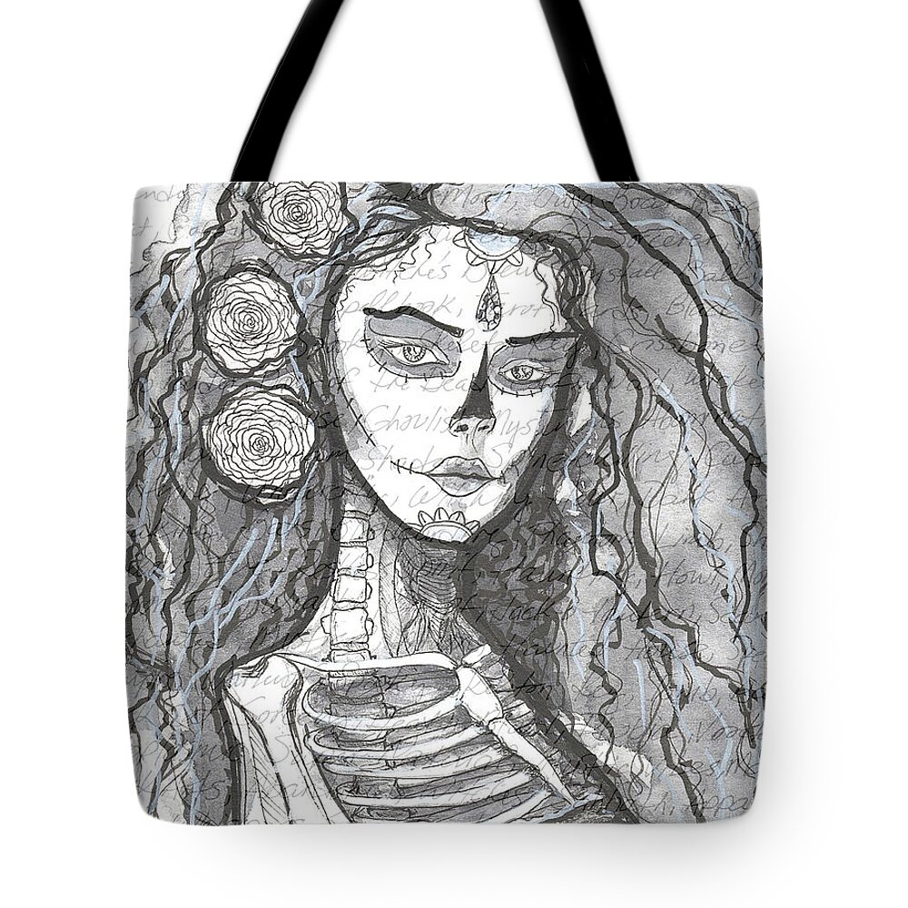 Halloween Tote Bag featuring the painting Sugar Skull Ghost by Kenneth Pope