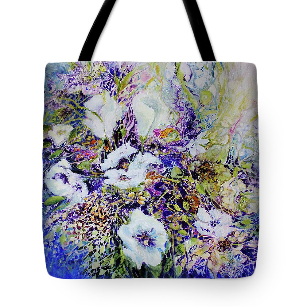 Floral Tote Bag featuring the painting Summer Abundance by Jo Smoley