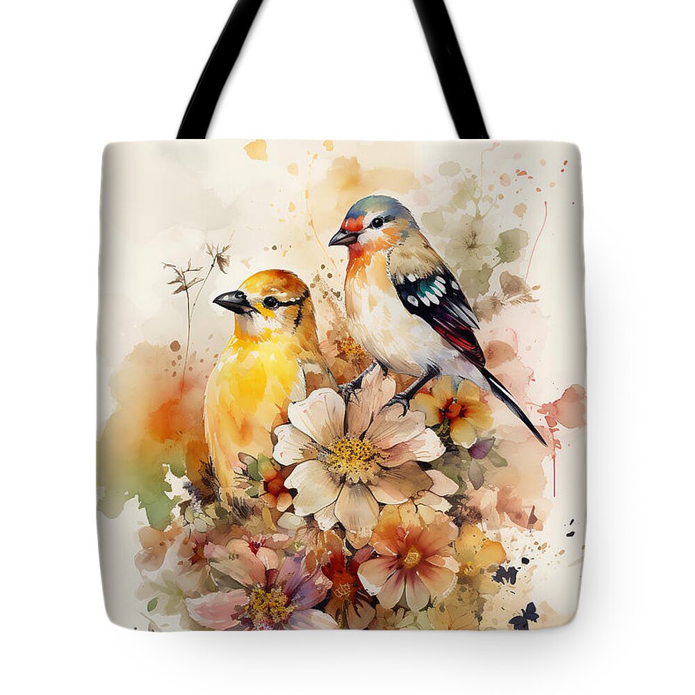 Summer Birds Tote Bag featuring the digital art Summer Birds Series 01 by Carlos Diaz
