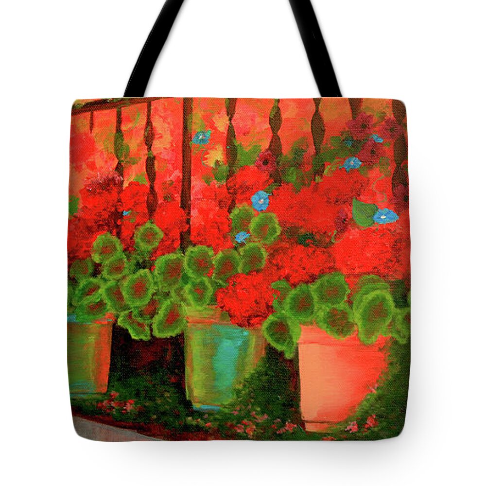 Acrylic Tote Bag featuring the painting Summer Blooms by Jeanette French