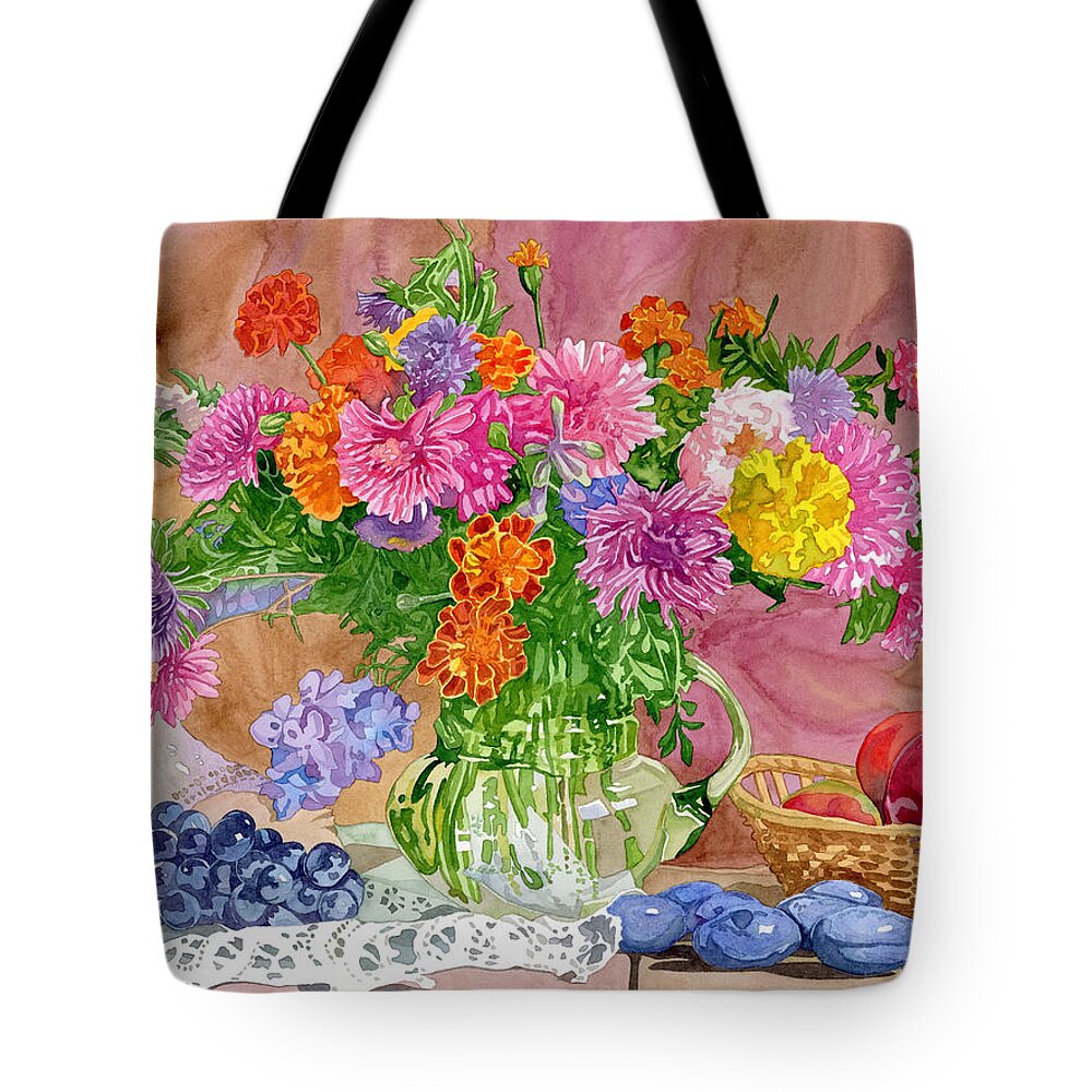 Summer Tote Bag featuring the painting Summer Bouquet by Espero Art