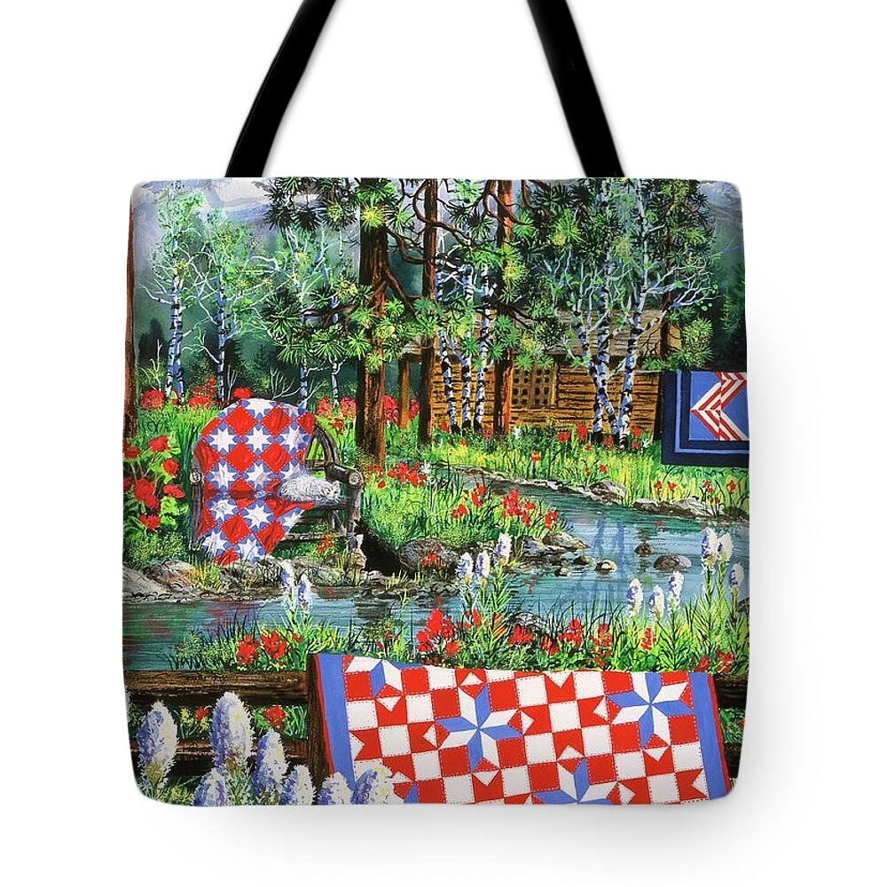 Log Cabin Tote Bag featuring the painting Summer Dream by Diane Phalen