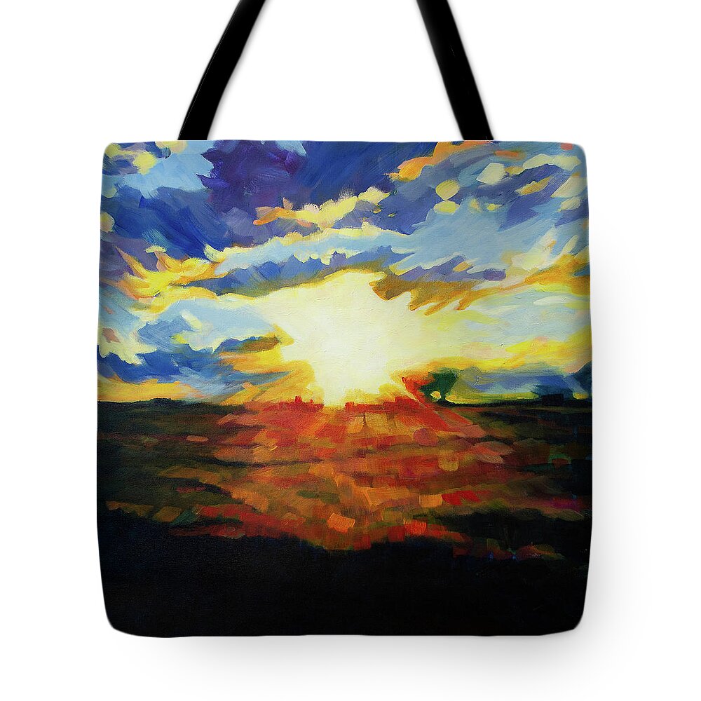 Landscape Tote Bag featuring the painting Summer Evening by Amanda Schwabe