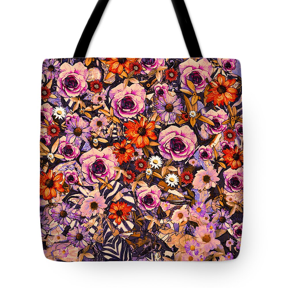 Flowers Tote Bag featuring the mixed media Summer Garden Treasures by Natalie Holland