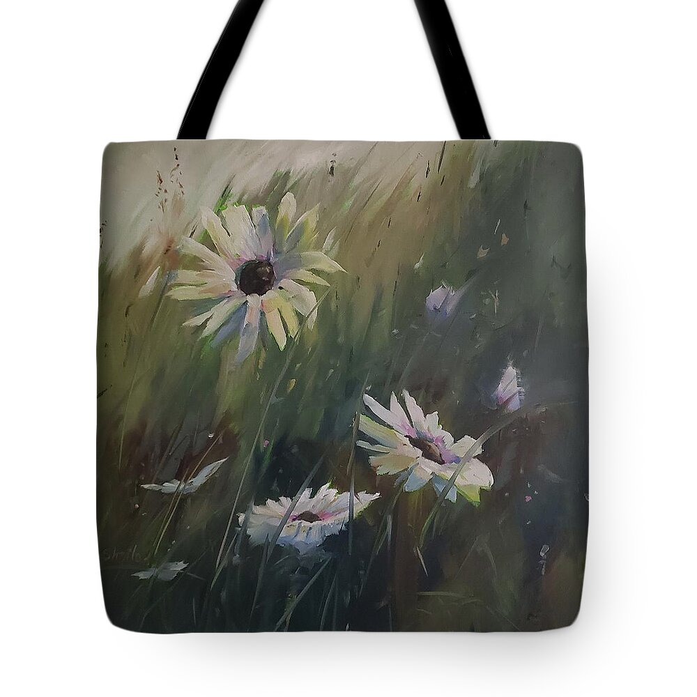 Daisy Tote Bag featuring the painting Summer is Daisies by Sheila Romard