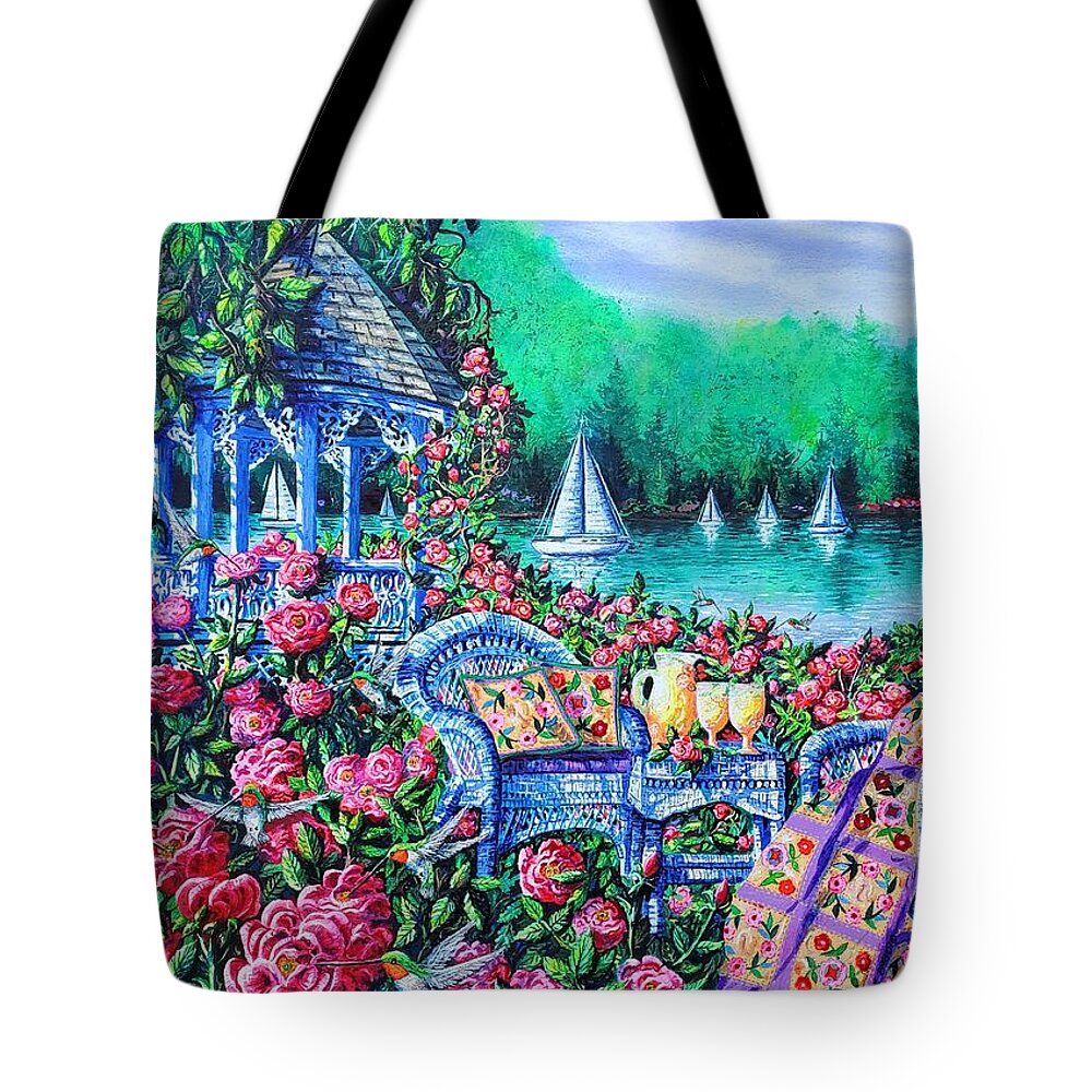 Roses Tote Bag featuring the painting Summer Lemonade by Diane Phalen