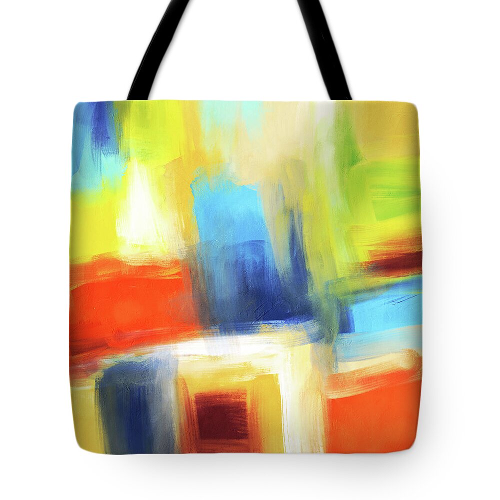 Abstract Tote Bag featuring the mixed media Summer Poem- Art by Linda Woods by Linda Woods