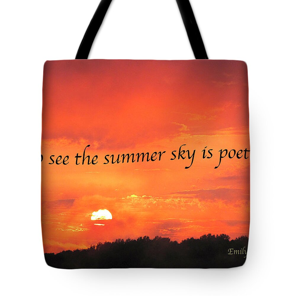 Sunset Tote Bag featuring the digital art Summer Sky is Poetry by Nancy Olivia Hoffmann