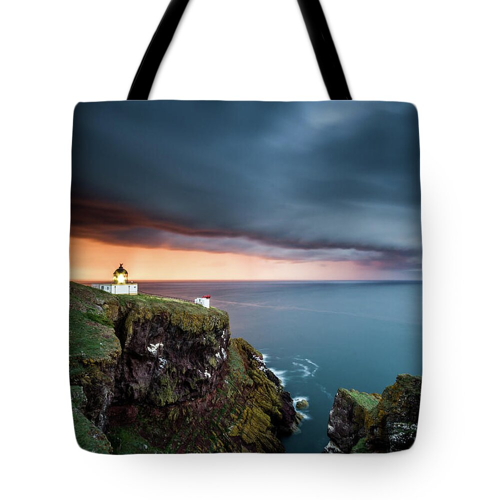 Summer Storm Tote Bag featuring the photograph Summer Storm - St Abbs Head Lighthouse, Scotland by Anita Nicholson