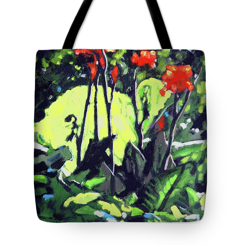 Flowers Tote Bag featuring the painting Summer Sunlight by John Lautermilch