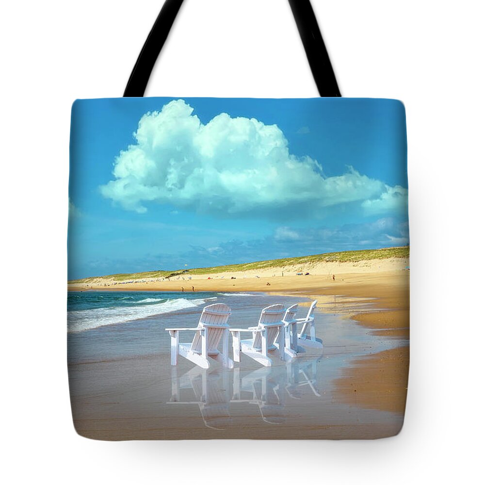 Beach Tote Bag featuring the photograph Summertime Beach by Debra and Dave Vanderlaan