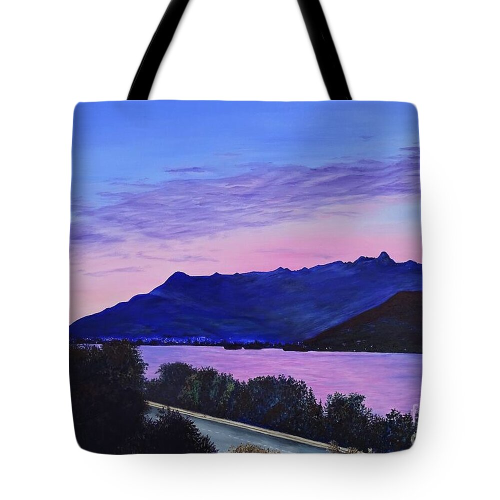 New Zealand Paintings Tote Bag featuring the painting Summertime Sunrise Queensland NZ by Lisa Rose Musselwhite