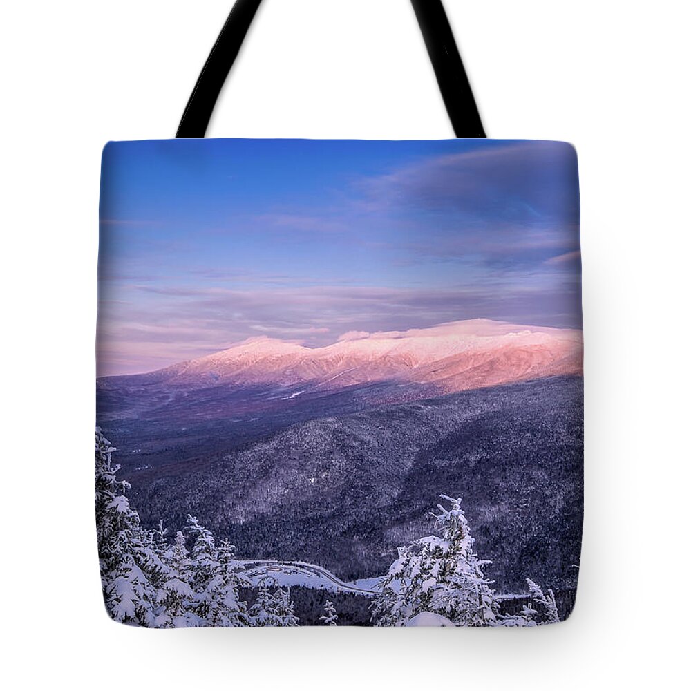 Highland Center Tote Bag featuring the photograph Summit Views, Winter On Mt. Avalon by Jeff Sinon