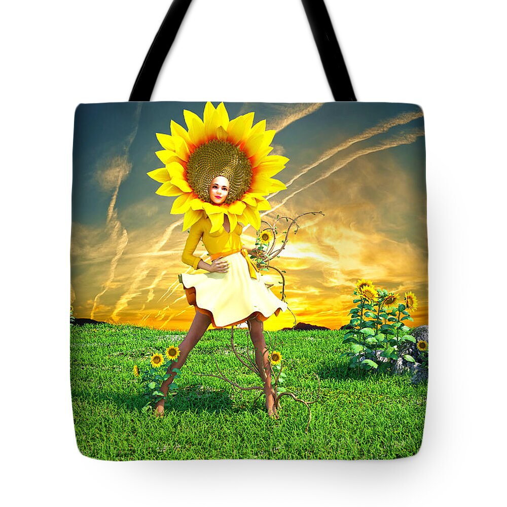 Women Tote Bag featuring the digital art Sun Flower by Williem McWhorter