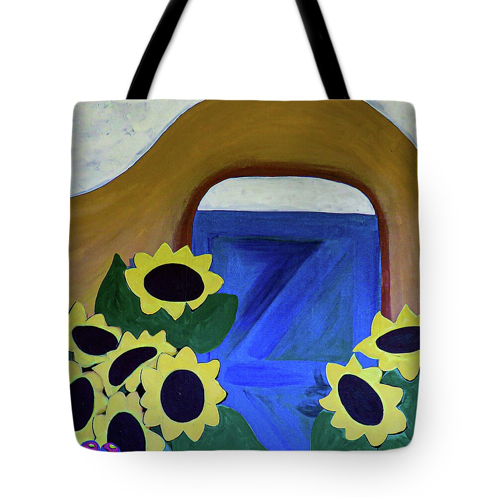Bold Tote Bag featuring the painting Sun Flowers One by Ted Clifton