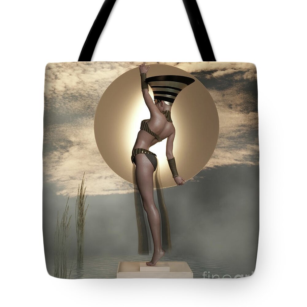 Sun Goddess Tote Bag featuring the digital art Sun Goddess Art Deco by Shanina Conway