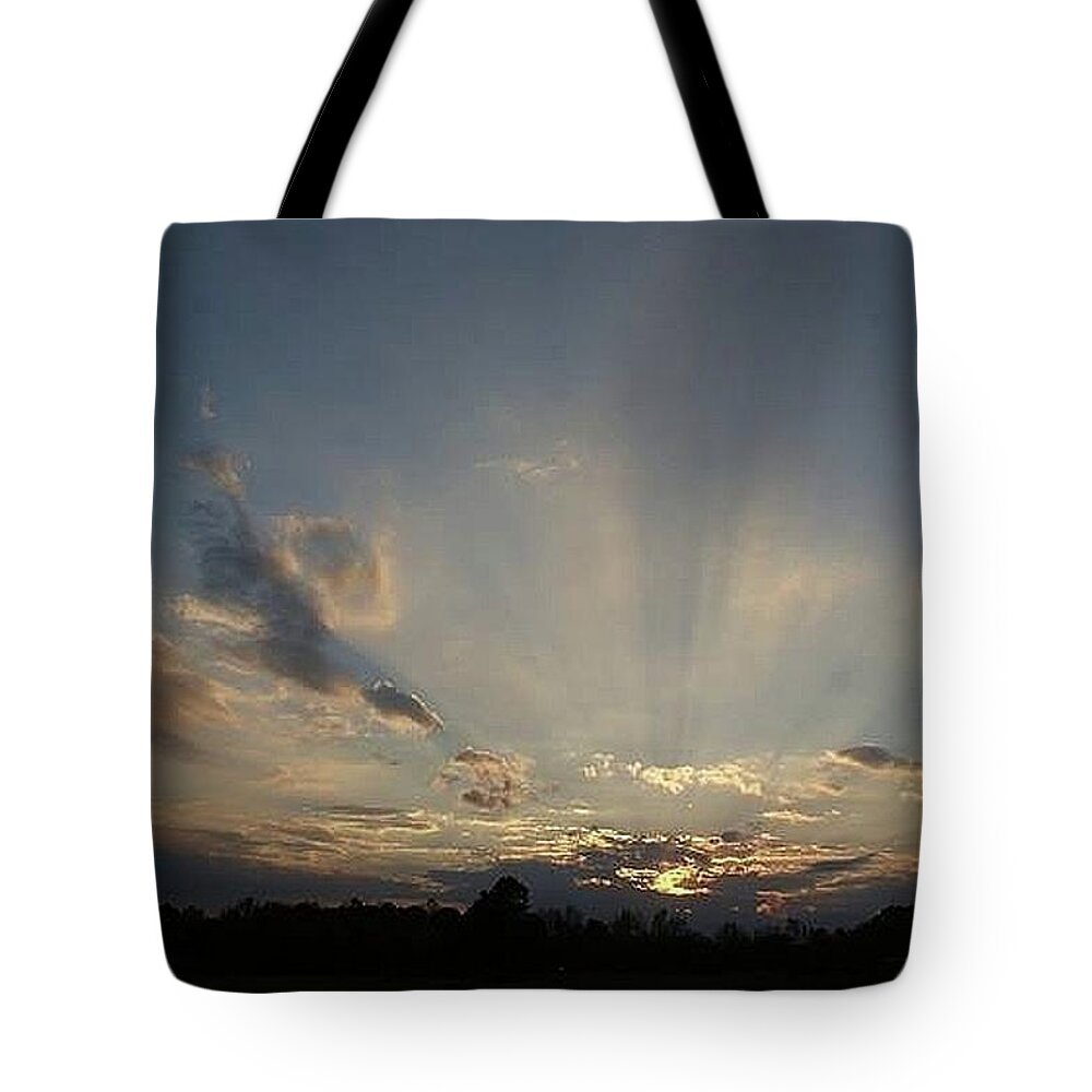 Sunset Tote Bag featuring the photograph Sun Rays by Bill TALICH