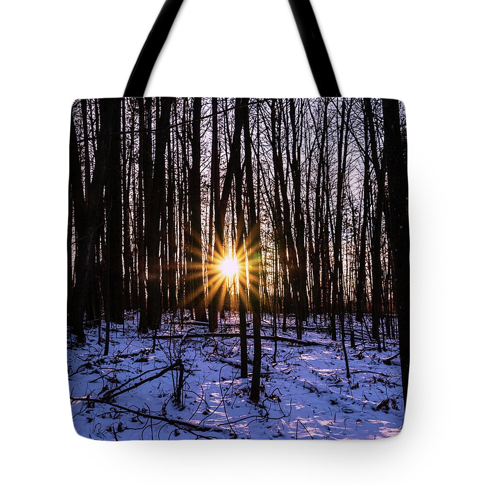Sun Star Tote Bag featuring the photograph Sun star in winter by Nathan Wasylewski