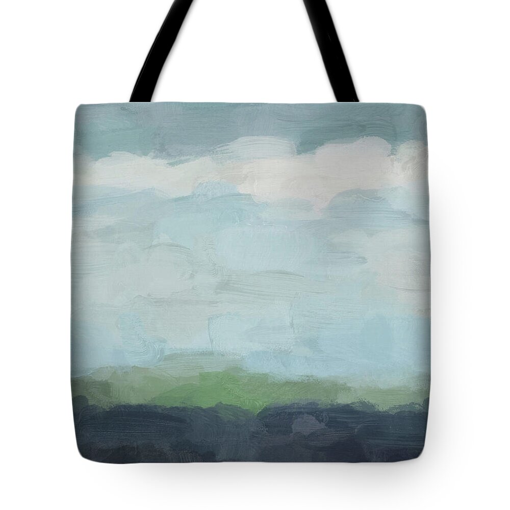 Navy Teal Aqua Sky Blue Green Tote Bag featuring the painting Sunday Afternoon by Rachel Elise