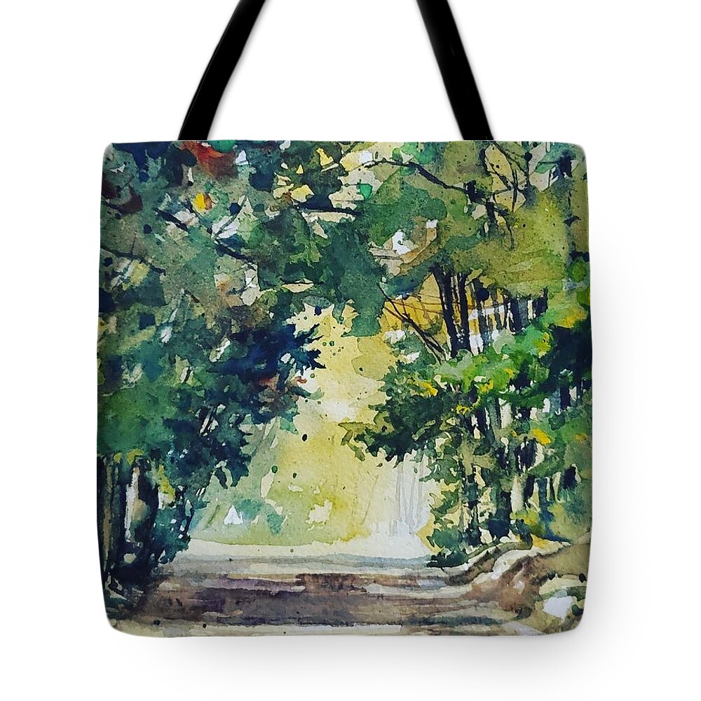 Landscape Tote Bag featuring the painting Sunday Drive by Sheila Romard