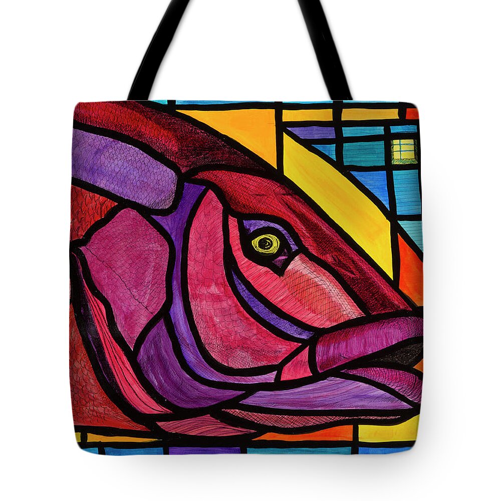 Fishing Tote Bag featuring the painting Sunday Morning Snapper by Steve Shaw