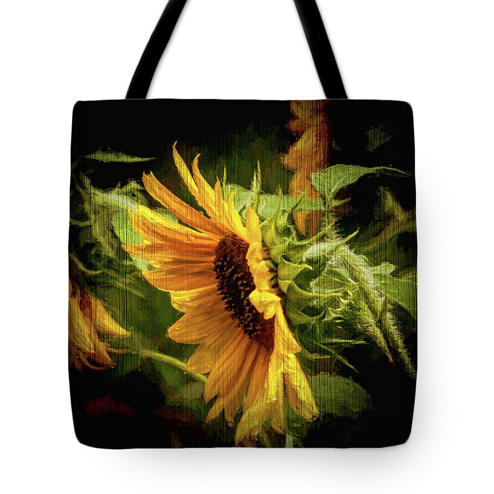 Sunflower Tote Bag featuring the photograph Sunflower Drama by Ola Allen