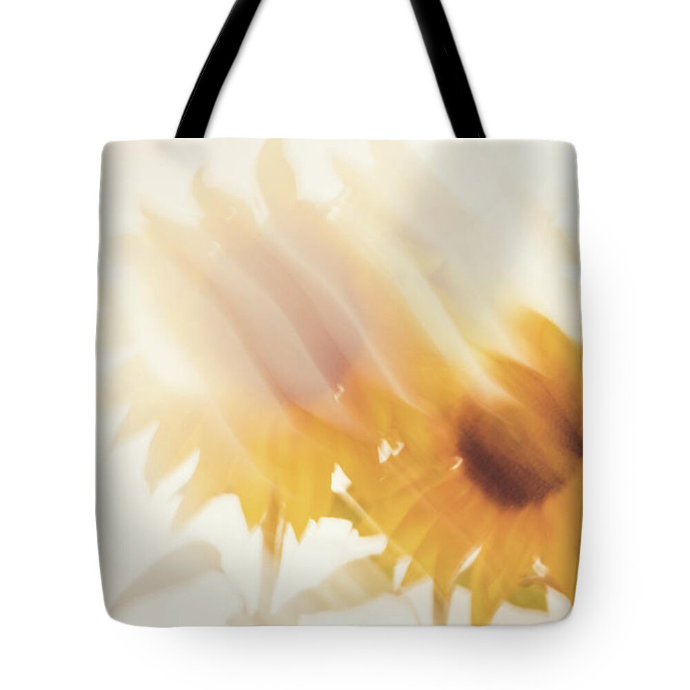 Sunflower Tote Bag featuring the photograph Sunflower Dreams Abstract by Ada Weyland