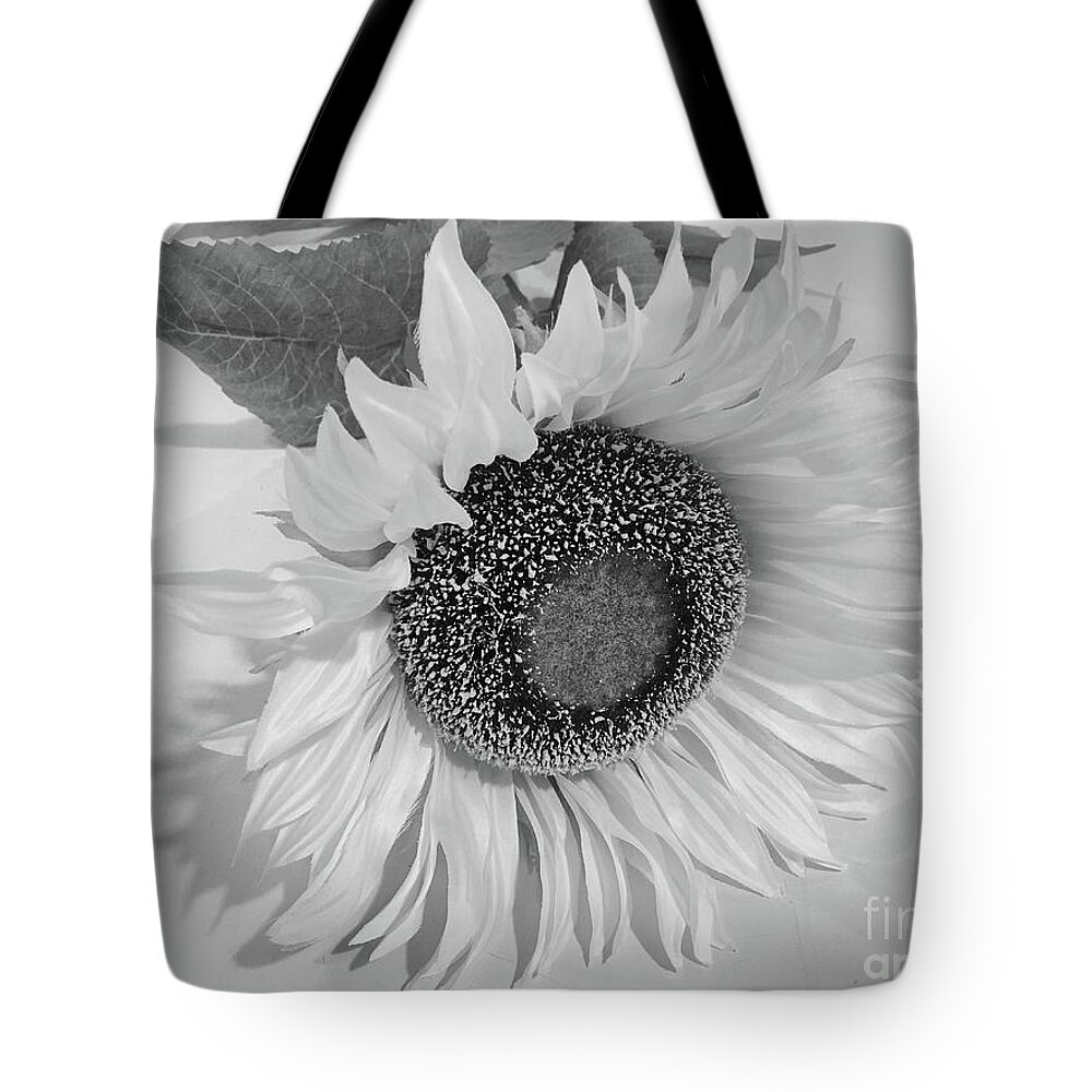 Art Tote Bag featuring the photograph Sunflower In Monochrome by Jeannie Rhode