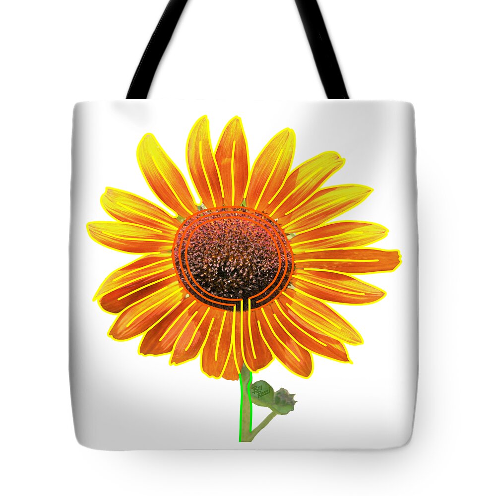 Sunflower Tote Bag featuring the digital art Sunflower Labyrinth - Eco Art by Bill Ressl