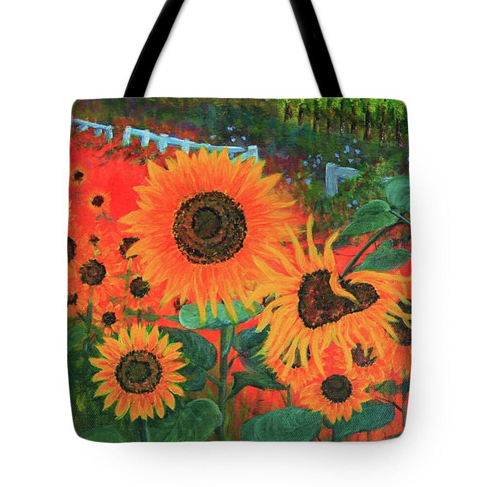 Sunflower Tote Bag featuring the painting Sunflower Life by Jeanette French