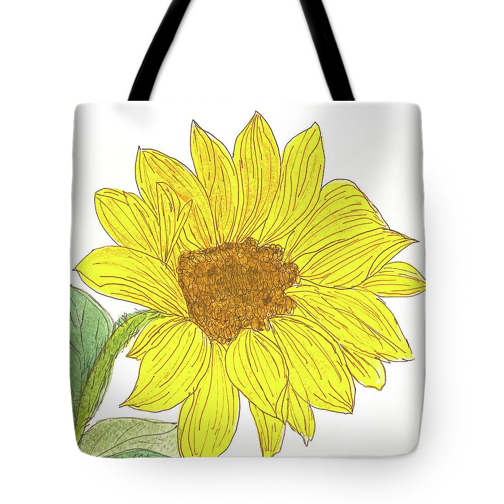 Sunflower Tote Bag featuring the mixed media Sunflower by Lisa Neuman