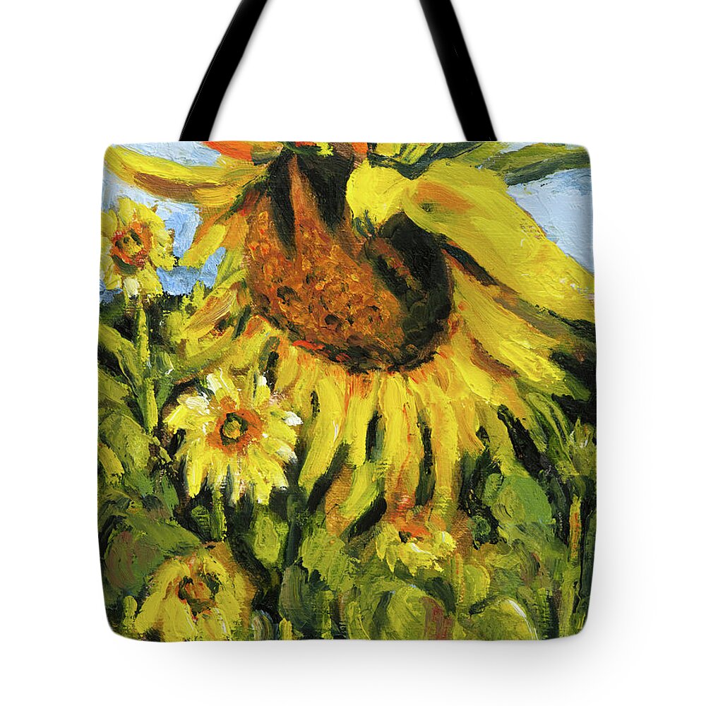 Landscape Tote Bag featuring the painting Sunflower by Mike Bergen