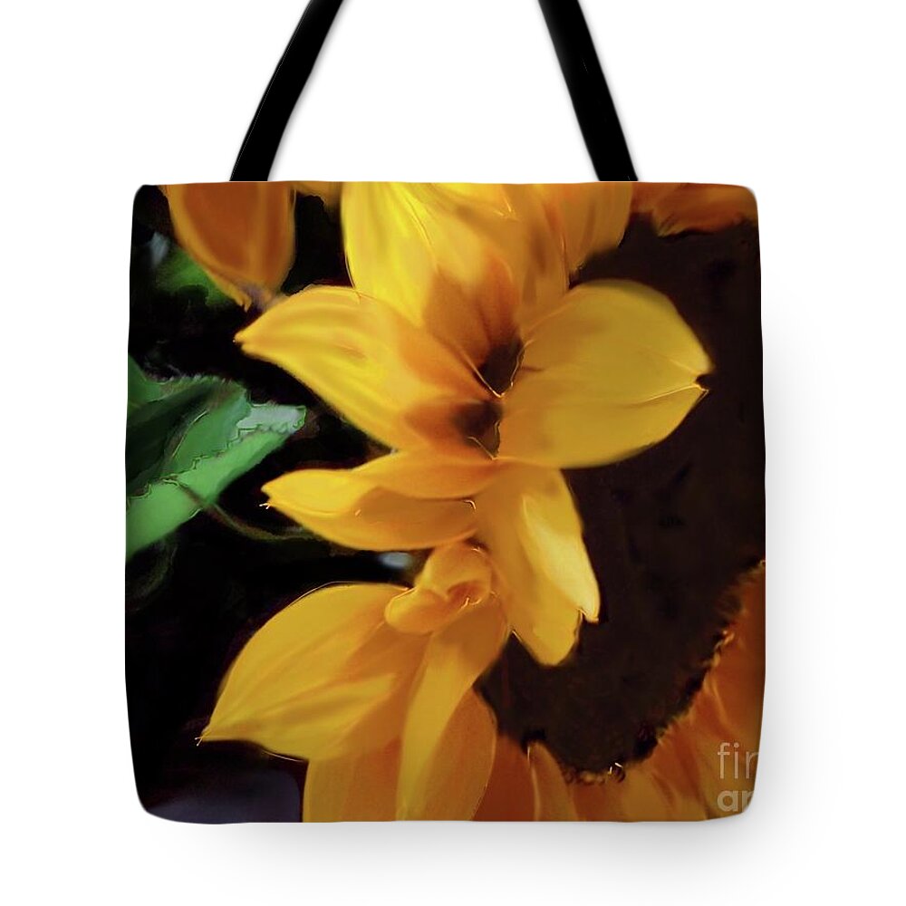 Retouched Sunflower Tote Bag featuring the photograph Sunflower Series 1-4 by J Doyne Miller