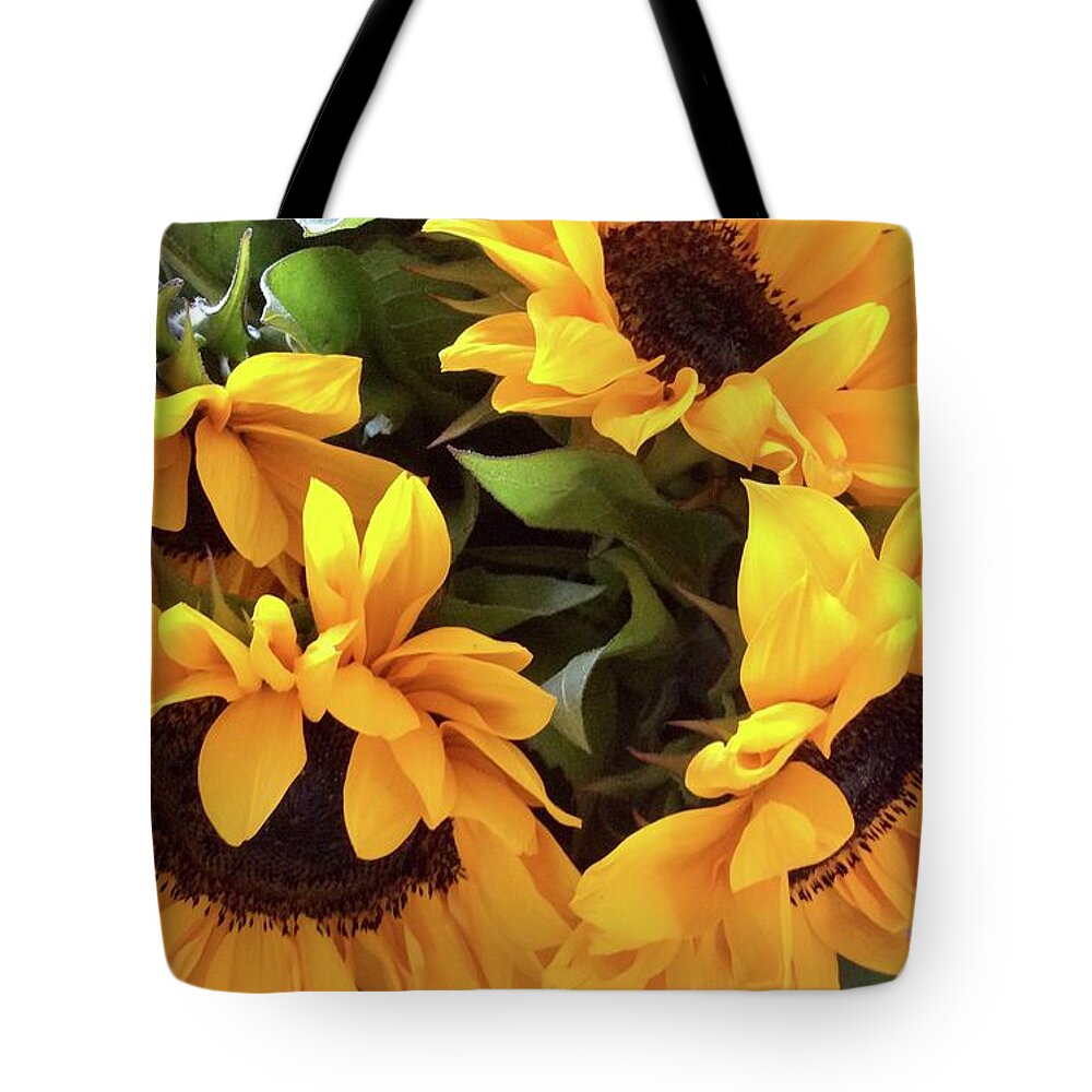 Sunny Tote Bag featuring the photograph Sunflower Series 1-2 by J Doyne Miller