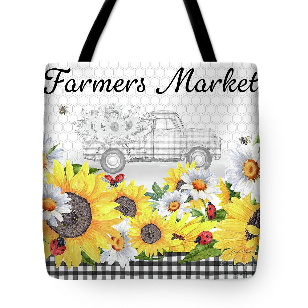 Sunflower Tote Bag featuring the painting Sunflowers and Ladybugs 4 by Jean Plout