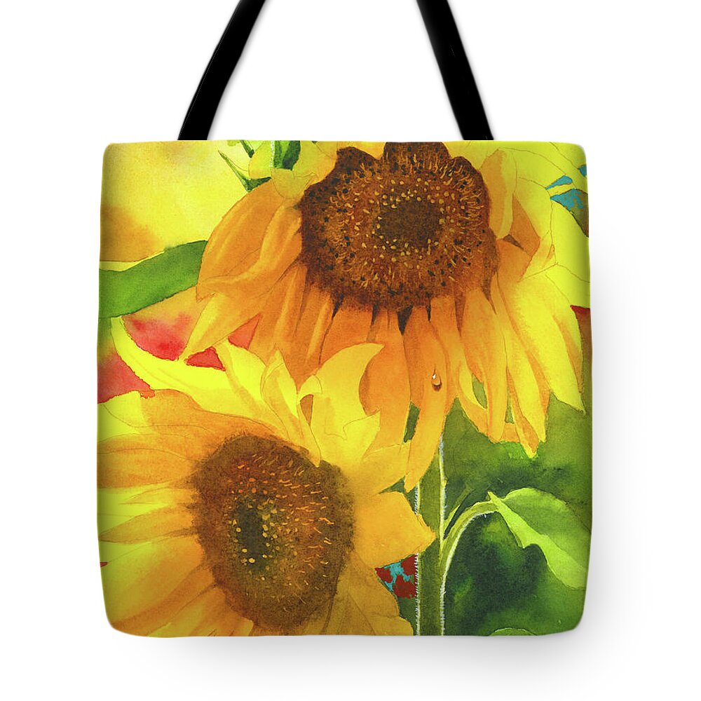 Sunflowers Tote Bag featuring the painting Sunflowers for Ukraine by Espero Art