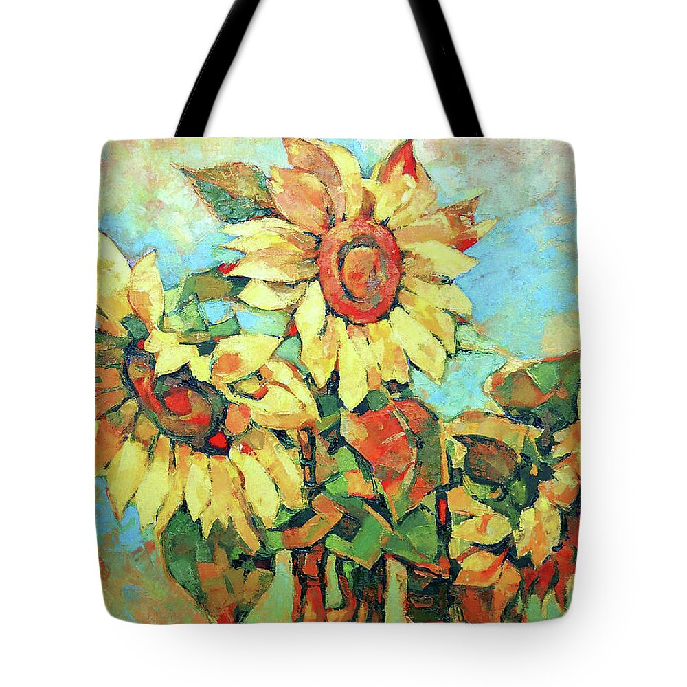 Sunflowers Tote Bag featuring the painting Sunflowers by Iliyan Bozhanov