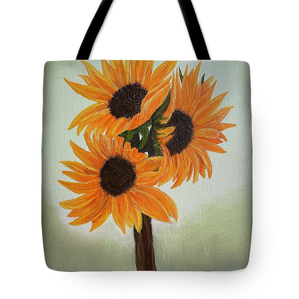 Oil Tote Bag featuring the painting Sunflowers by Lisa White