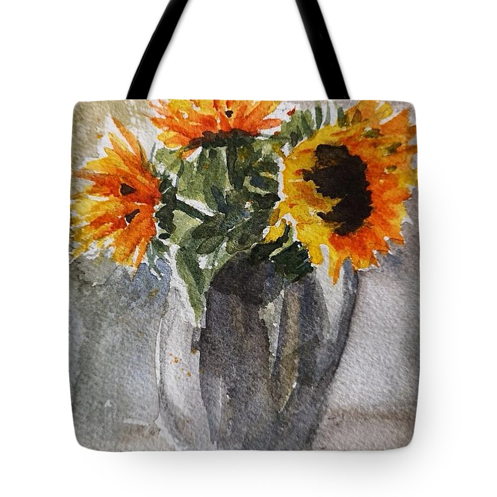 Still Life Tote Bag featuring the painting Sunflowers by Sheila Romard