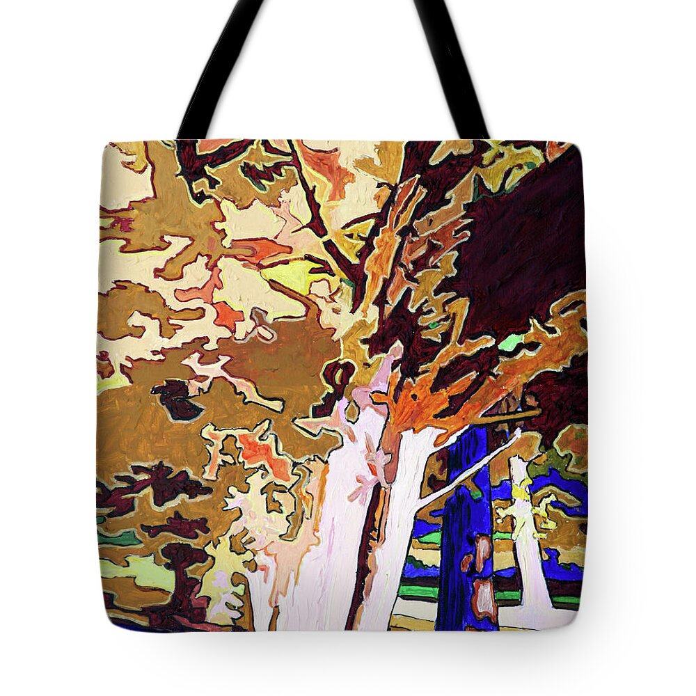 Abstraction Tote Bag featuring the painting Sunlight Patterns by John Lautermilch