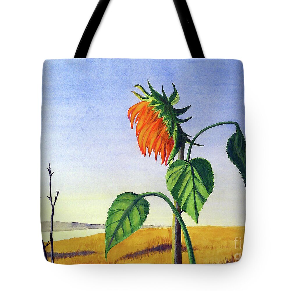 Sunflower Tote Bag featuring the painting Sunlit Sunflower by Rohvannyn Shaw