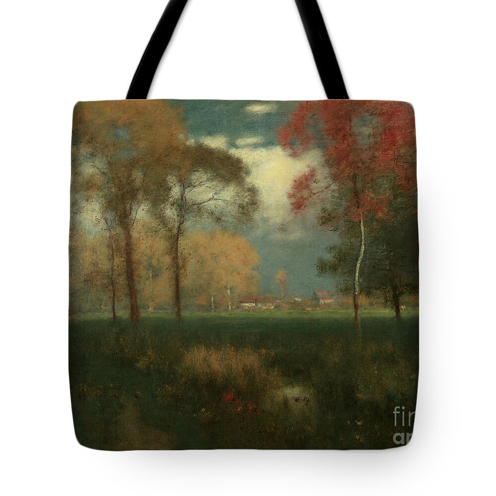 Sunny Tote Bag featuring the painting Sunny Autumn Day, 1892 by George Inness Snr