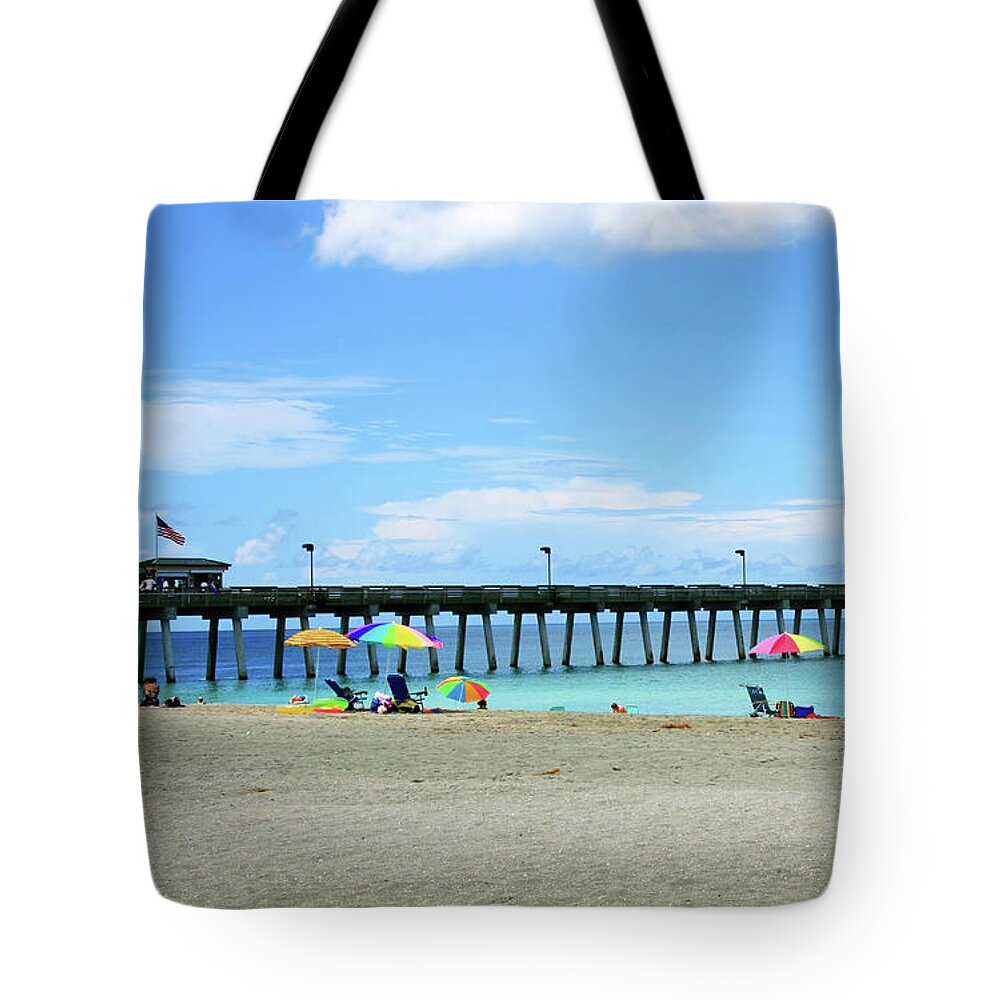Florida Tote Bag featuring the photograph Sunny Day at the Pier by Robert Wilder Jr