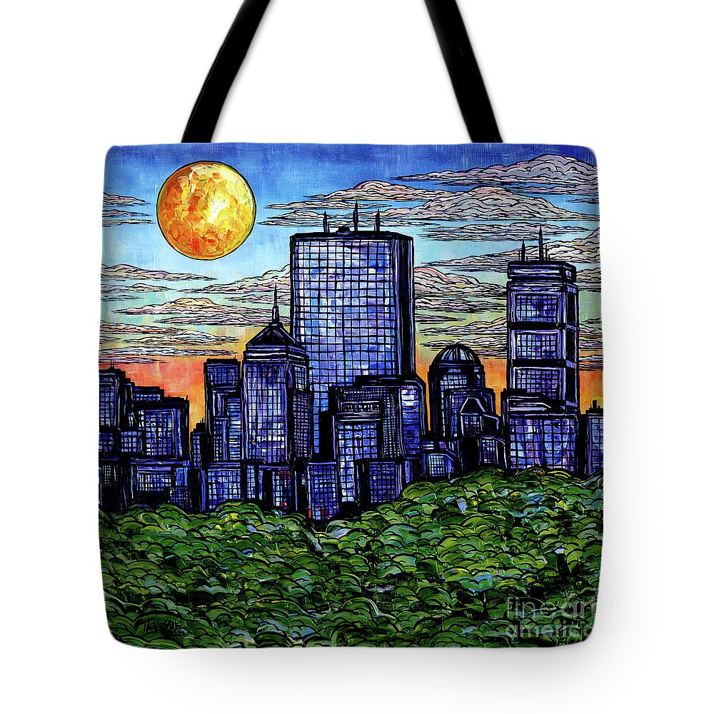 Boston Tote Bag featuring the painting Sunny Day in Boston by Tracy Levesque